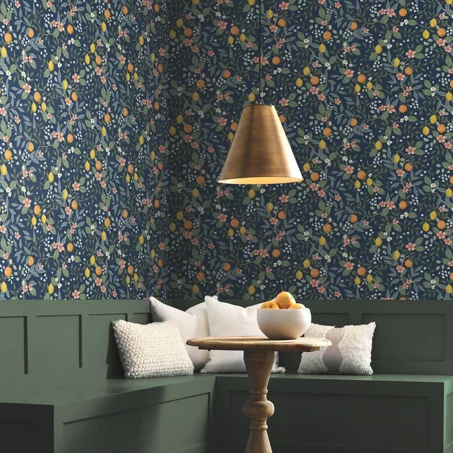 York Wallcoverings Citrus Grove Navy Peel & Stick Wallpaper - SKU PSW1481RL