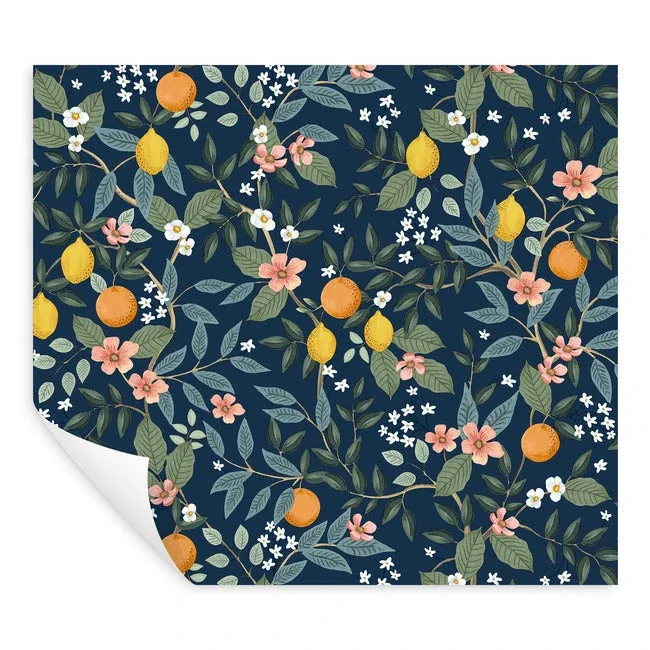 York Wallcoverings Citrus Grove Navy Peel & Stick Wallpaper - SKU PSW1481RL
