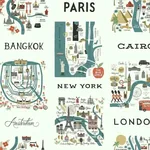 York Wallcoverings City Maps Blue & Red Wallpaper - SKU RI5162