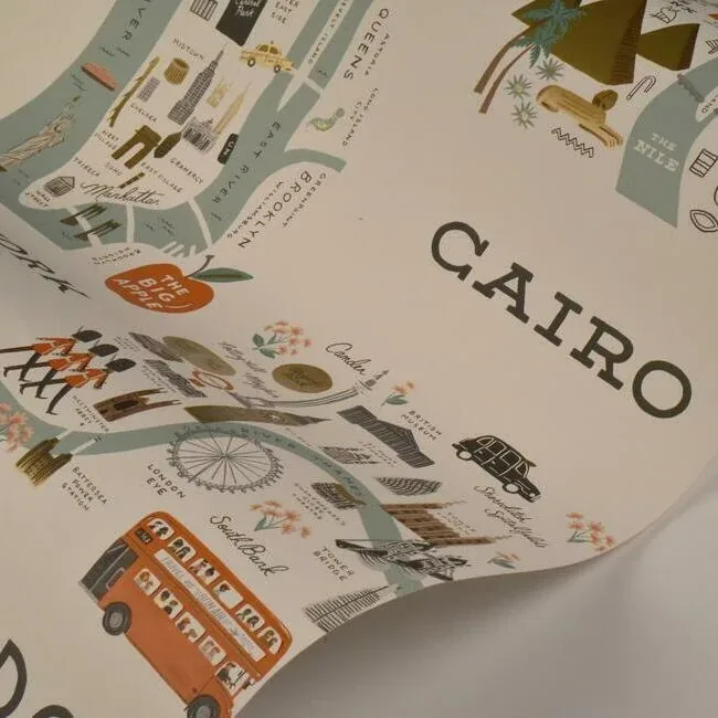 York Wallcoverings City Maps Mint Peel & Stick Wallpaper - SKU PSW1195RL