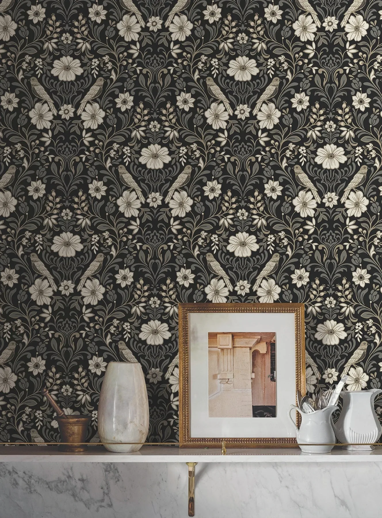 York Wallcoverings Colette Black Wallpaper - SKU MF4742