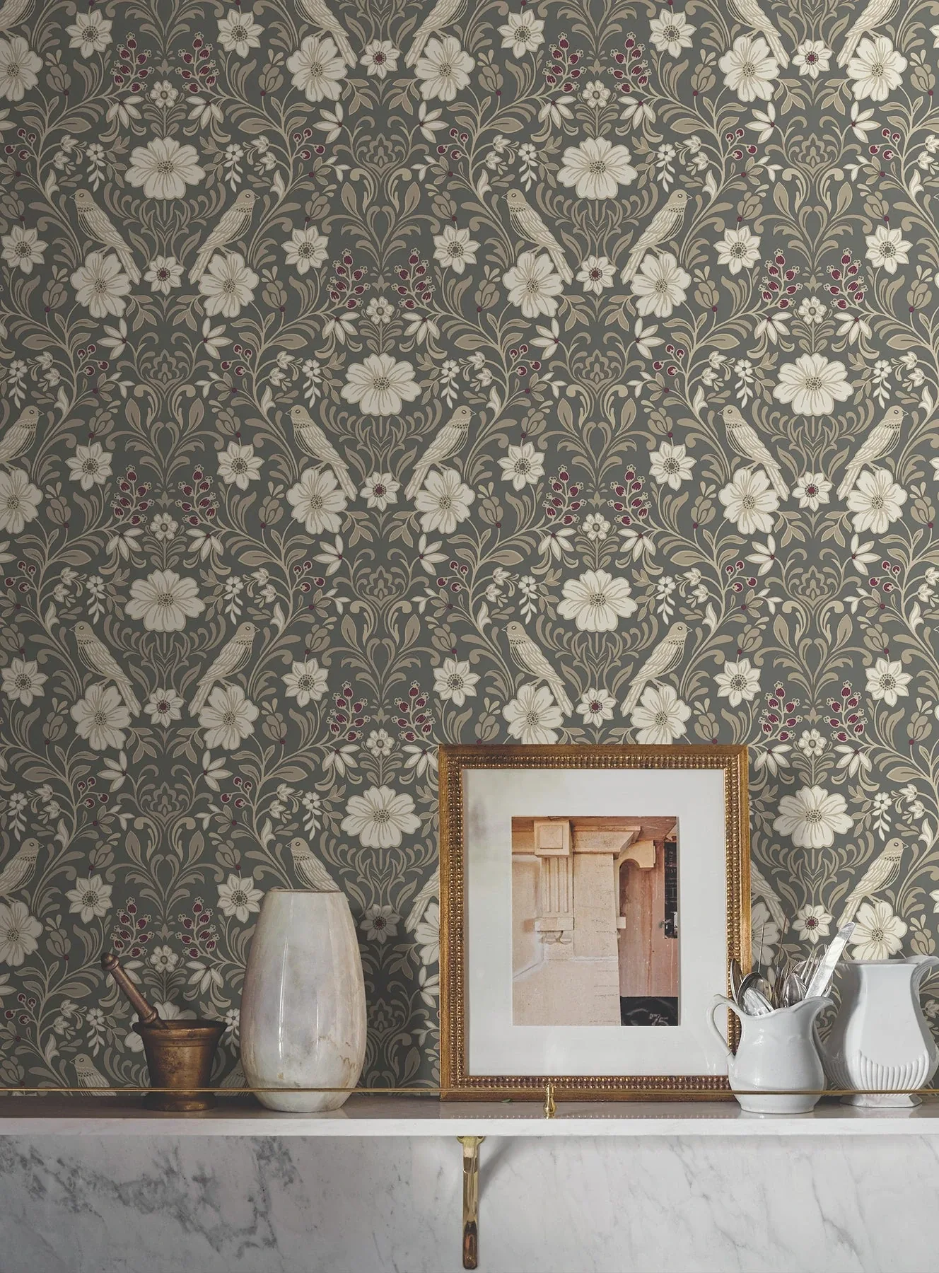 York Wallcoverings Colette Charcoal Wallpaper - SKU MF4743