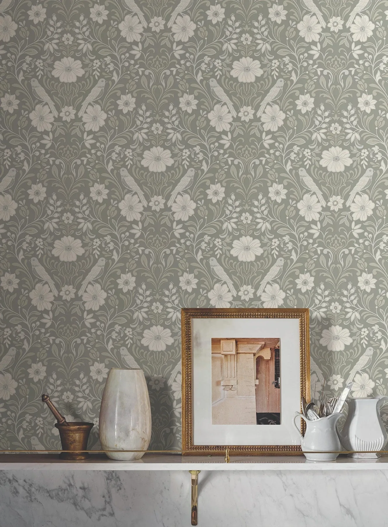 York Wallcoverings Colette Grey Wallpaper - SKU MF4746