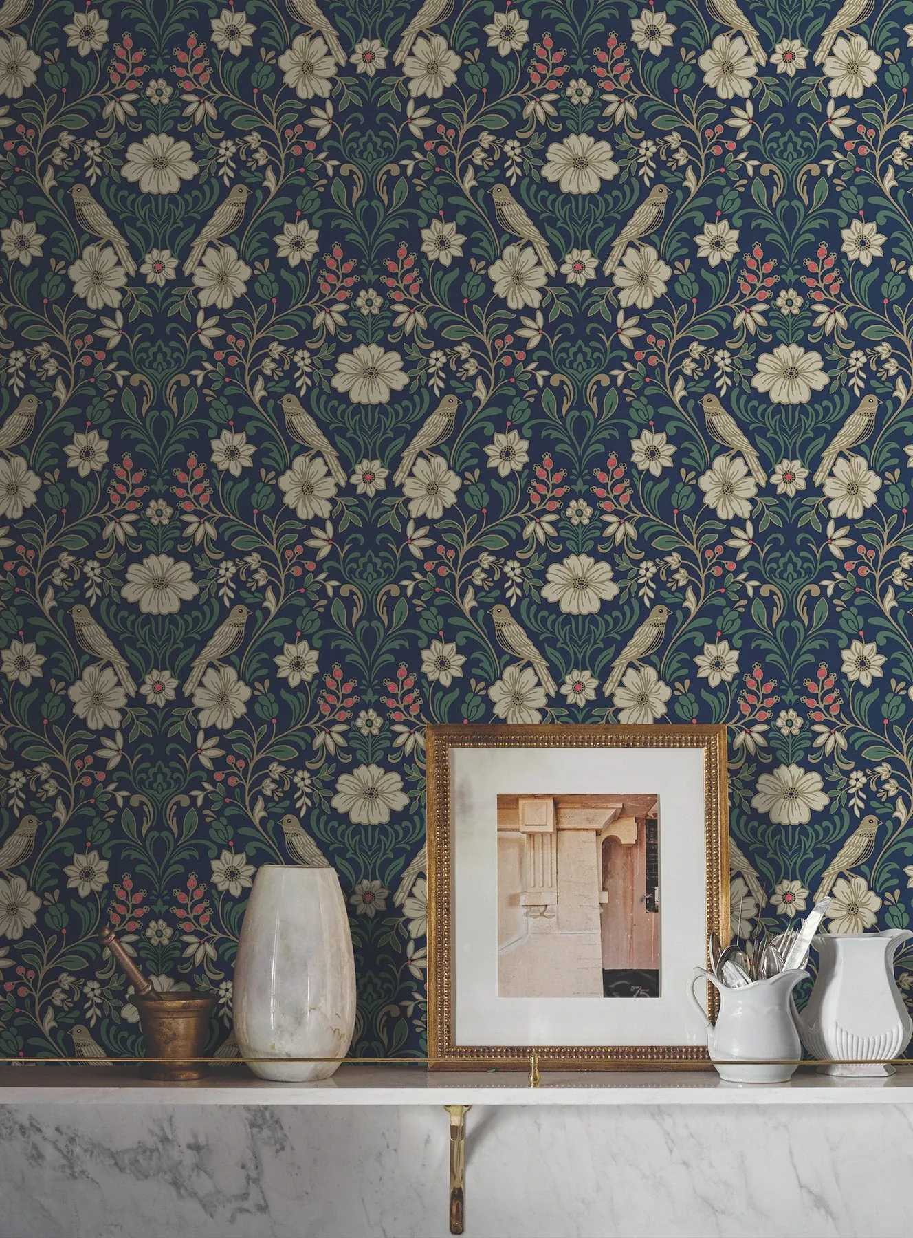 York Wallcoverings Colette Navy Wallpaper - SKU MF4745