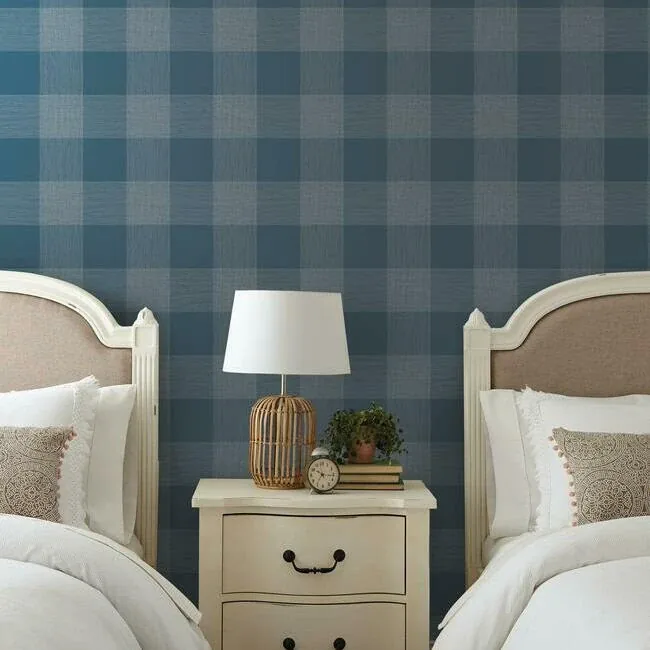 York Wallcoverings Common Thread Navy & White Wallpaper - SKU ME1522