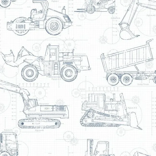 York Wallcoverings Construction Blueprint Navy Wallpaper - SKU KS2350