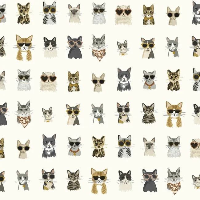 PSW1464RL | Cool Cats Grey & Gold Peel & Stick Wallpaper