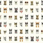 York Wallcoverings Cool Cats Multi White Peel & Stick Wallpaper - SKU PSW1463RL