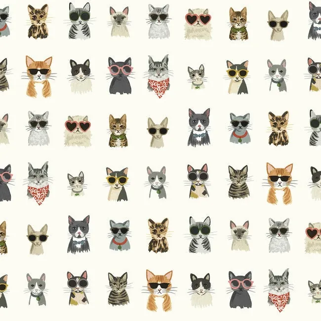 York Wallcoverings Cool Cats Multi White Peel & Stick Wallpaper - SKU PSW1463RL