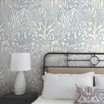 York Wallcoverings Coral Leaves Blue & Aqua Wallpaper - SKU RT7804