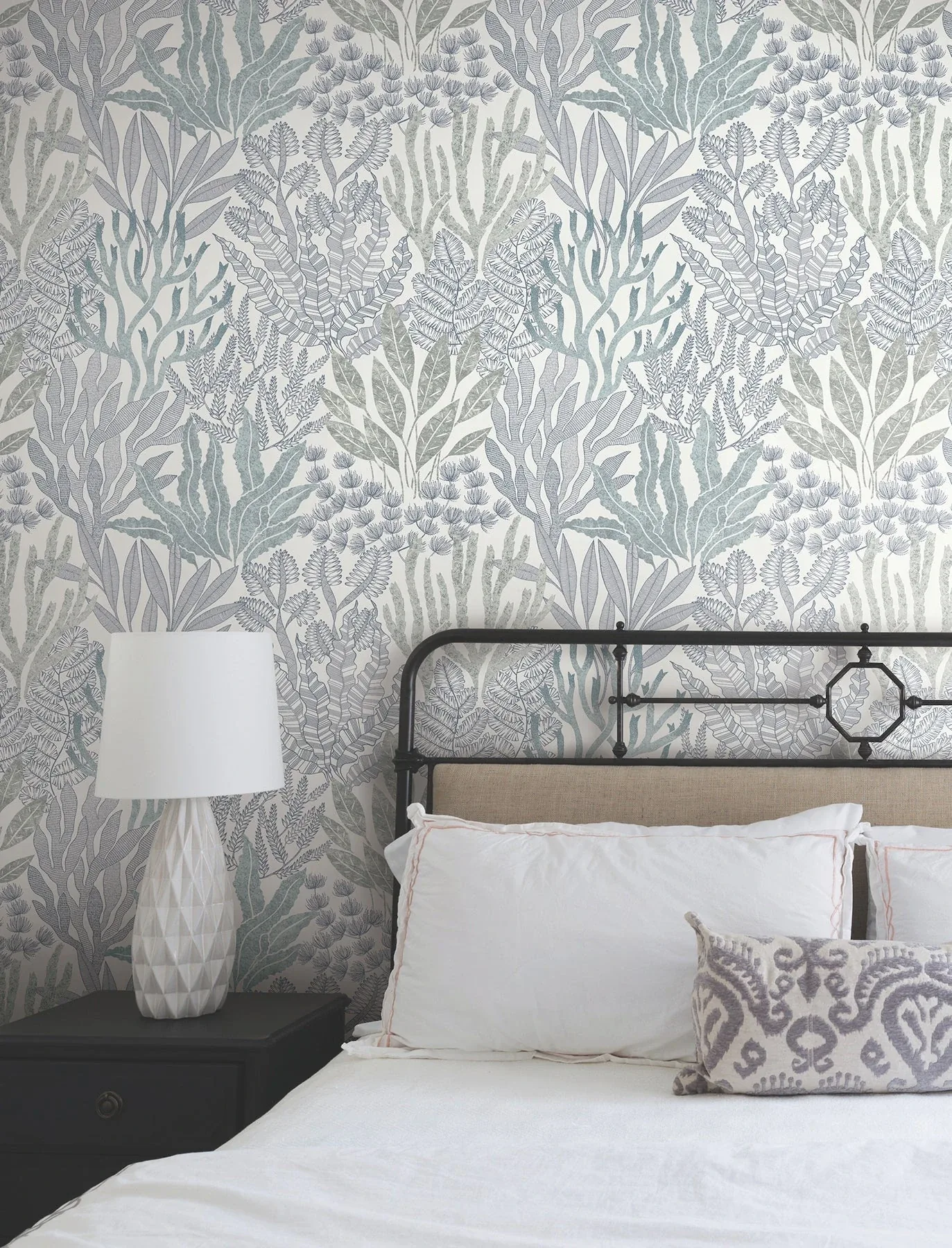 York Wallcoverings Coral Leaves Blue & Aqua Wallpaper - SKU RT7804