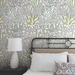 York Wallcoverings Coral Leaves Blue & Green Wallpaper - SKU RT7803