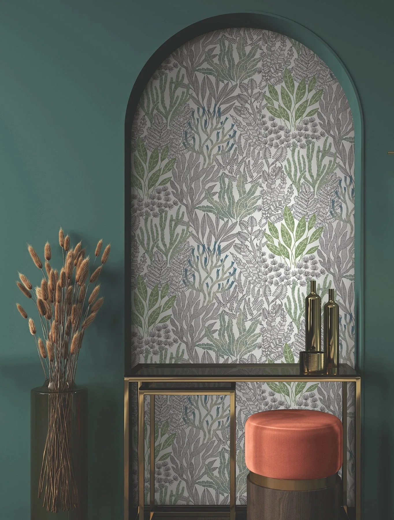 York Wallcoverings Coral Leaves Blue & Green Wallpaper - SKU RT7803