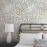 York Wallcoverings Coral Leaves Taupe & Black Wallpaper - SKU RT7802