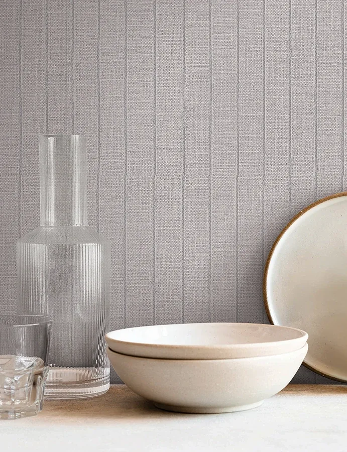 York Wallcoverings Cording Stripe Dove Grey Wallpaper - SKU SI26127