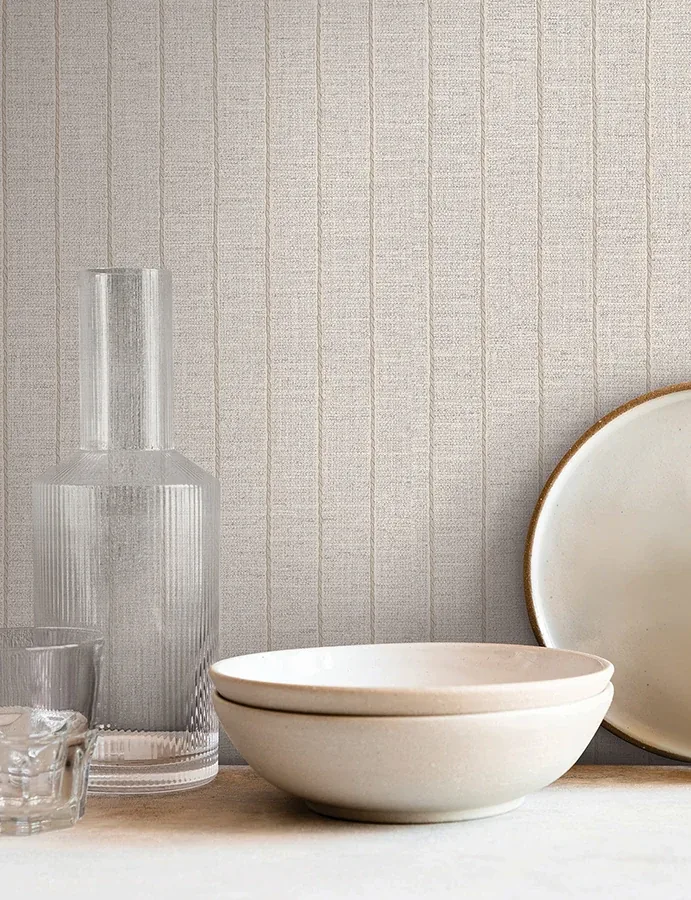 York Wallcoverings Cording Stripe Pearl Wallpaper - SKU SI26121