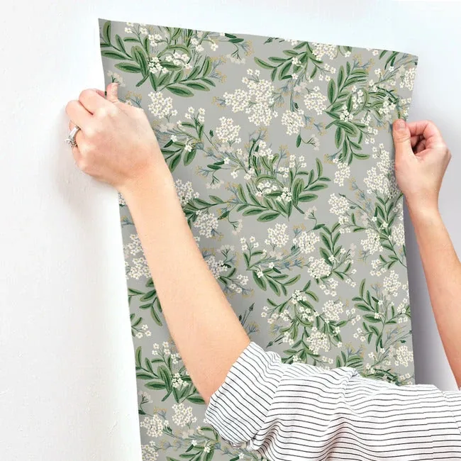 York Wallcoverings Cornflower Grey & Green Wallpaper - SKU RP7383
