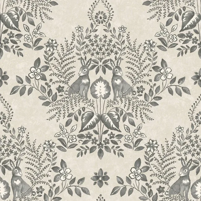 PSW1433RL | Cottontail Toile Linen & Charcoal Peel & Stick Wallpaper