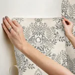 York Wallcoverings Cottontail Toile Linen & Charcoal Peel & Stick Wallpaper - SKU PSW1433RL