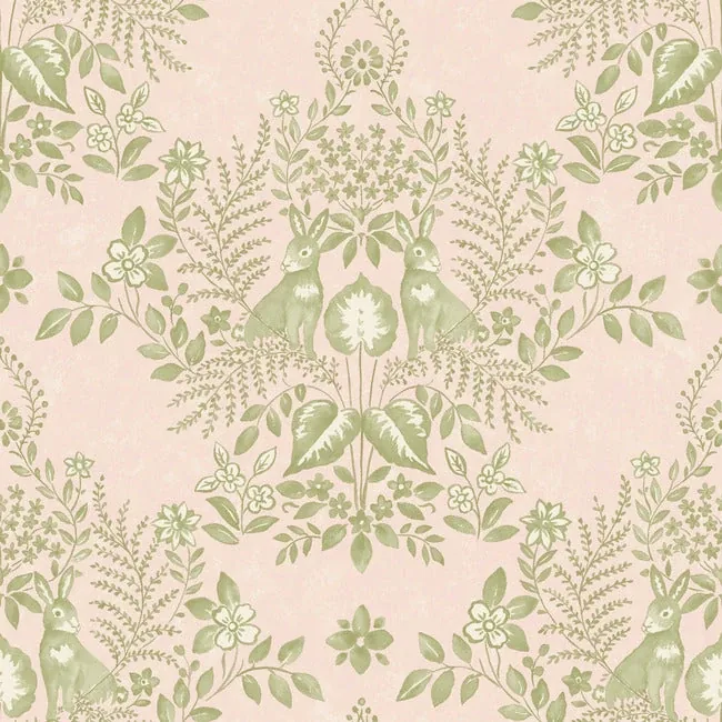 PSW1432RL | Cottontail Toile Pink & Chartreuse Peel & Stick Wallpaper
