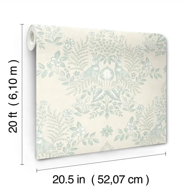 York Wallcoverings Cottontail Toile Vintage Duck Egg Peel & Stick Wallpaper - SKU PSW1435RL