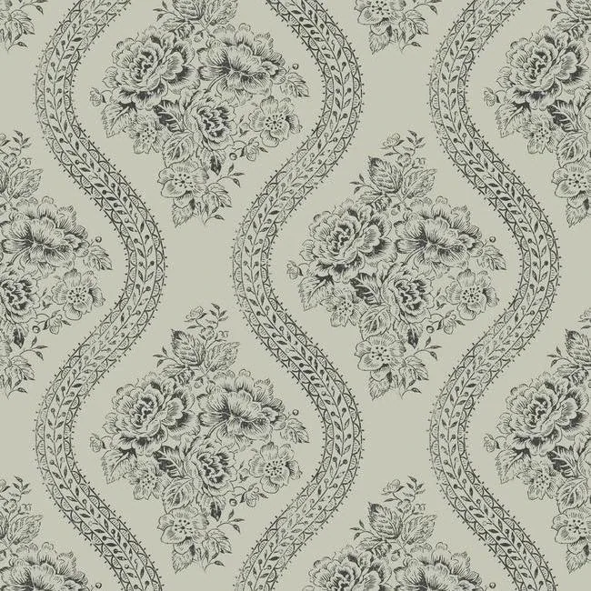 MH1599 | Coverlet Floral Black & Grey Wallpaper