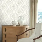 York Wallcoverings Coverlet Floral Grey & Off White Wallpaper - SKU MH1595