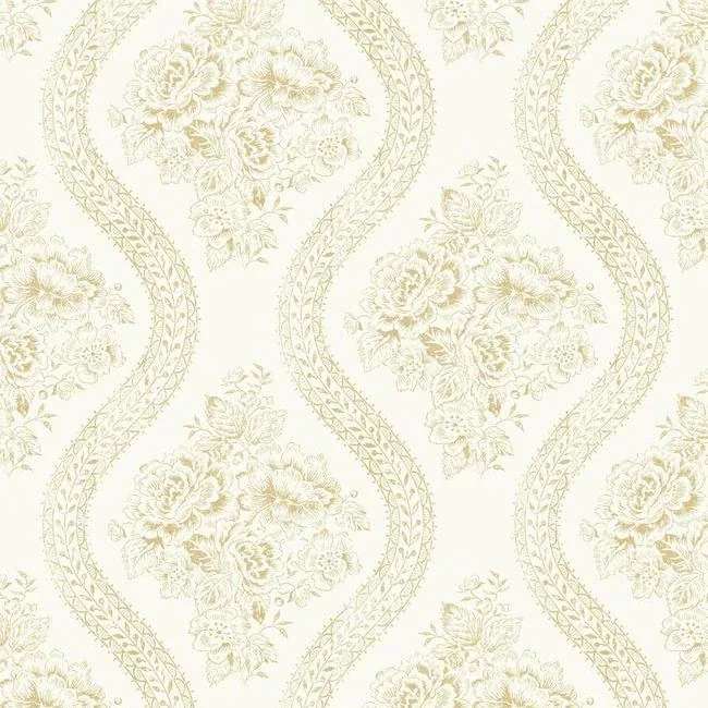 York Wallcoverings Coverlet Floral Yellow Wallpaper - SKU MH1602