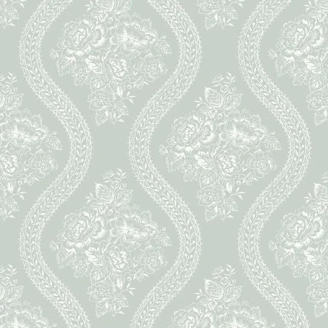 York Wallcoverings Coverlet White & Blue Wallpaper - SKU MH1598