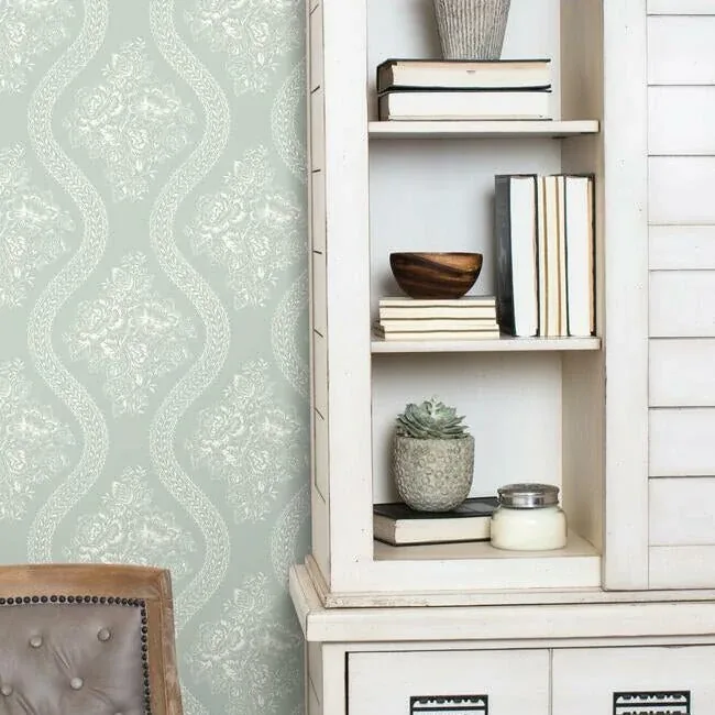 York Wallcoverings Coverlet White & Blue Wallpaper - SKU MH1598