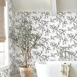 York Wallcoverings Creeping Fig Vine Black & White Wallpaper - SKU FH4038