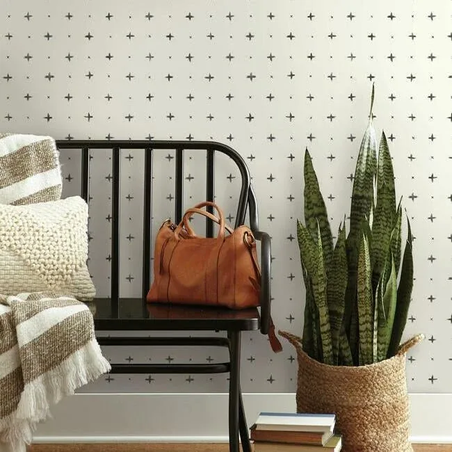 York Wallcoverings Cross Stitch Black Wallpaper - SKU MK1100