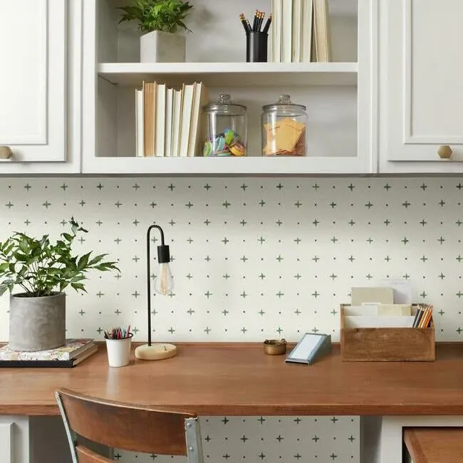 York Wallcoverings Cross Stitch Green Wallpaper - SKU MK1102