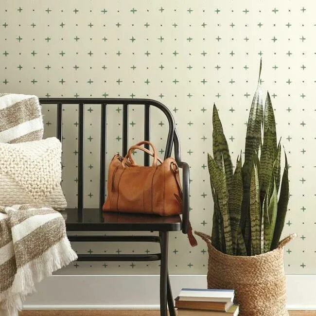 York Wallcoverings Cross Stitch Green Wallpaper - SKU MK1102