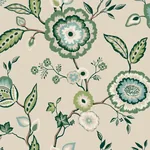 York Wallcoverings Dahlia Blooms Green & Beige Wallpaper | Wallpaper Twins York Wallcoverings Dahlia Blooms Green & Beige Wallpaper - SKU GO8233