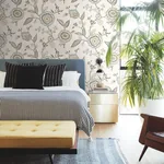 York Wallcoverings Dahlia Blooms Off White & Blue Wallpaper - SKU GO8234