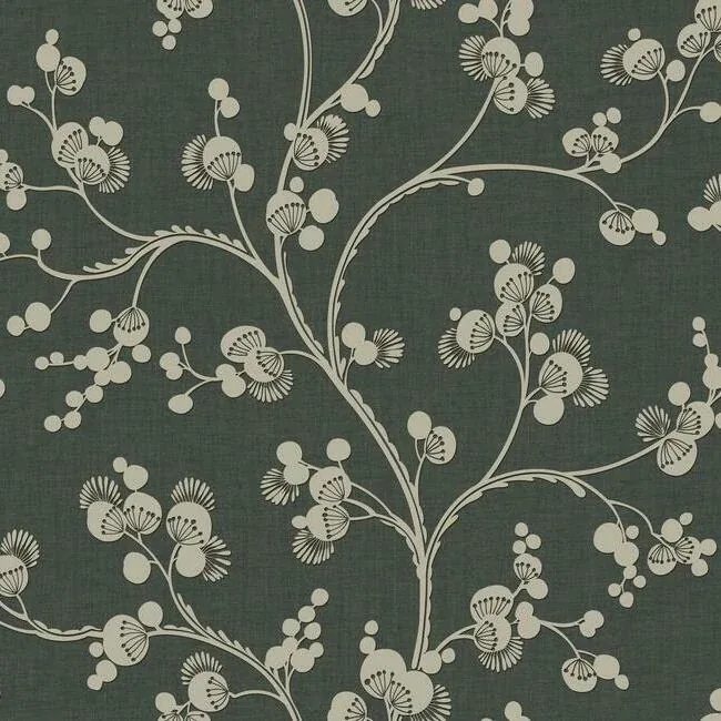York Wallcoverings Dahlia Trail Black & Taupe Wallpaper - SKU SS2502