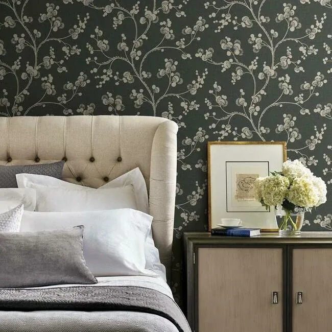 York Wallcoverings Dahlia Trail Black & Taupe Wallpaper - SKU SS2502