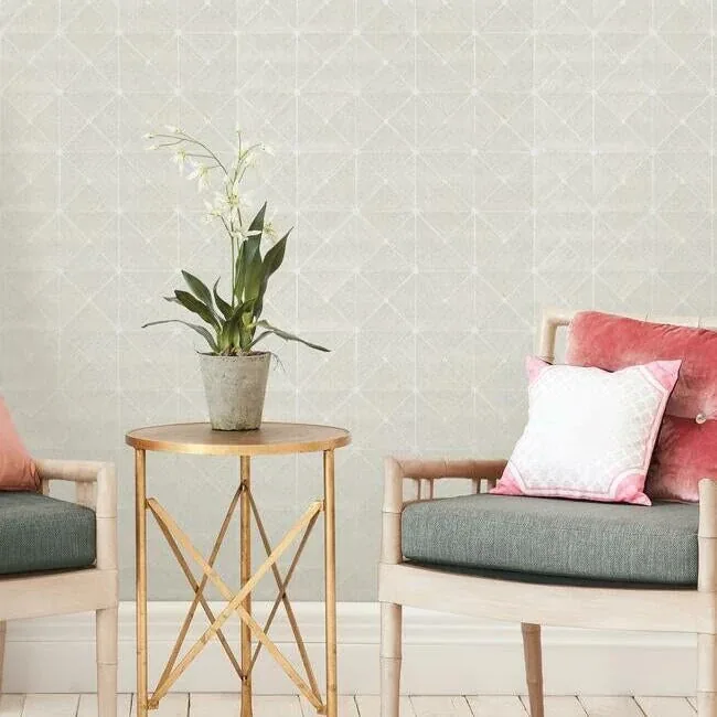York Wallcoverings Dazzling Diamond Sisal Grasscloth Silver Wallpaper - SKU GM7505