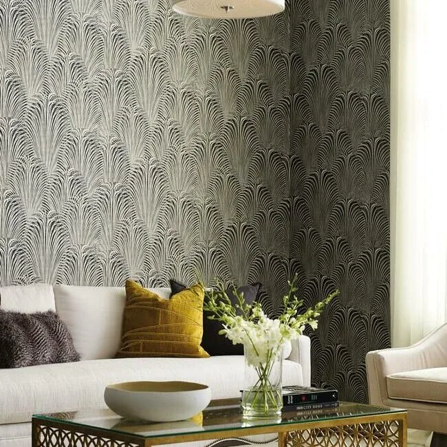 York Wallcoverings Deco Fountain Black Wallpaper - SKU OL2768