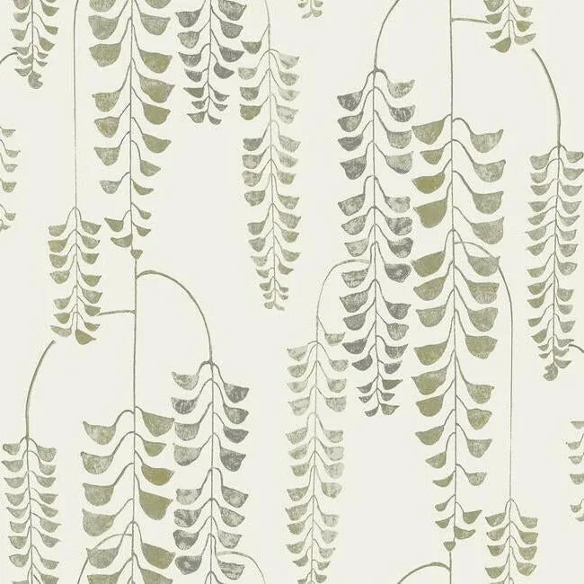 York Wallcoverings Deco Wisteria Cream & Gold Wallpaper - SKU BW3941