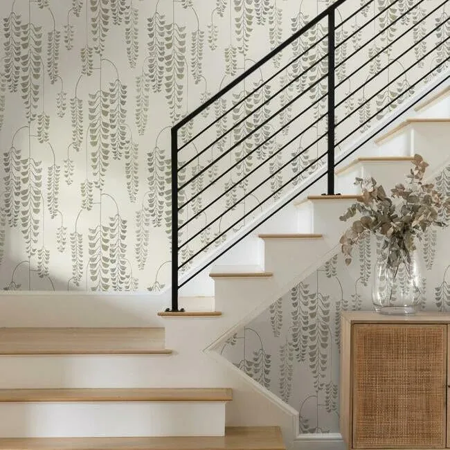 York Wallcoverings Deco Wisteria Cream & Gold Wallpaper - SKU BW3941