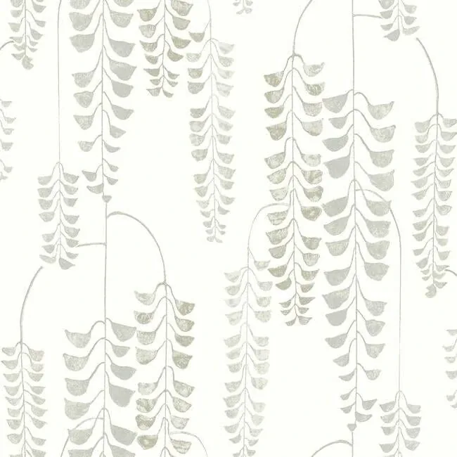 York Wallcoverings Deco Wisteria White & Cream Wallpaper - SKU BW3942