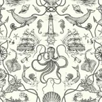 York Wallcoverings Deep Sea Toile Black Wallpaper - SKU HO3360