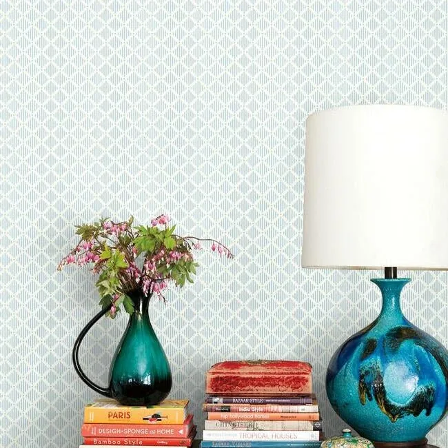 York Wallcoverings Diamond Gate Blue & White Wallpaper - SKU GR6005