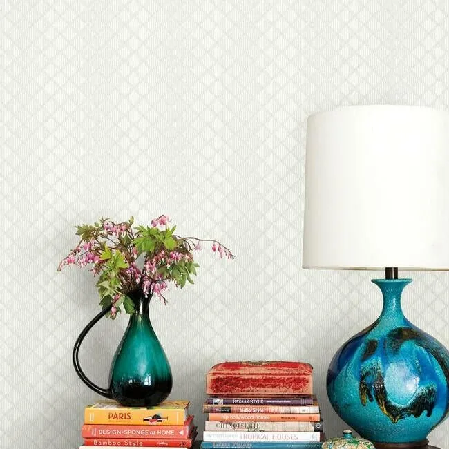 York Wallcoverings Diamond Gate White & Tan Wallpaper - SKU GR6002