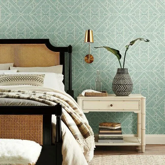 York Wallcoverings Diamond Macrame Aqua Wallpaper | Wallpaper Twins York Wallcoverings Diamond Macrame Aqua Wallpaper - SKU TC2705