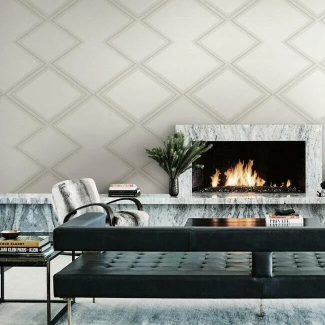 York Wallcoverings Diamond Twist White & Cream Wallpaper | Wallpaper Twins York Wallcoverings Diamond Twist White & Cream Wallpaper - SKU BW3821