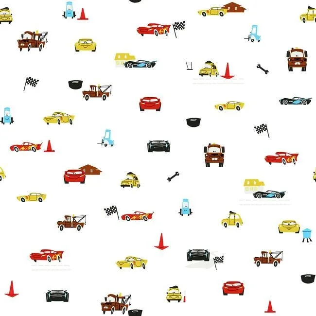 DI0921 | Disney & Pixar Cars Racing Spot White Wallpaper