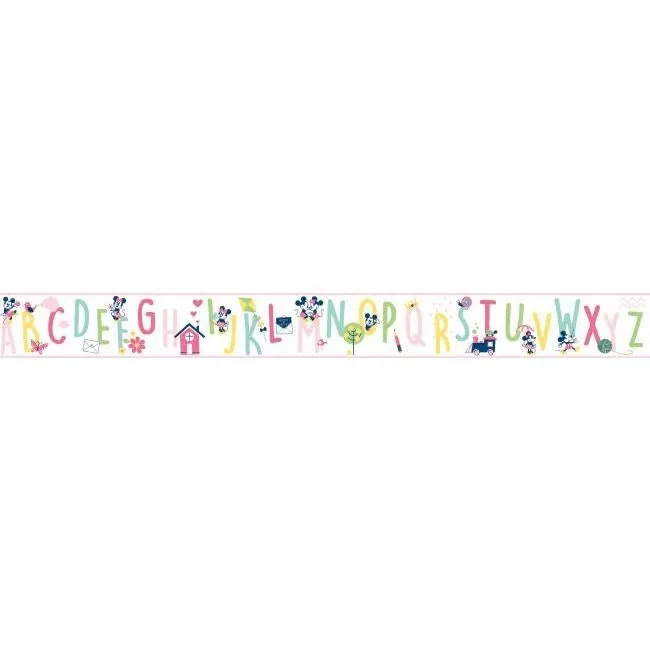 York Wallcoverings Disney Mickey Mouse ABC Pink Border - SKU DI0971BD